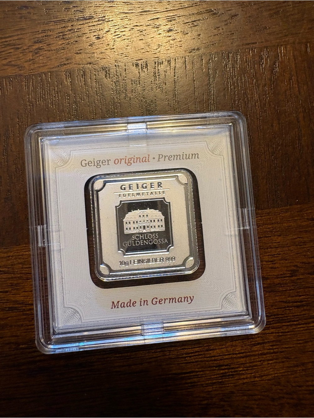 Geiger Premium 10g Silver Square Bar - Made in Germany